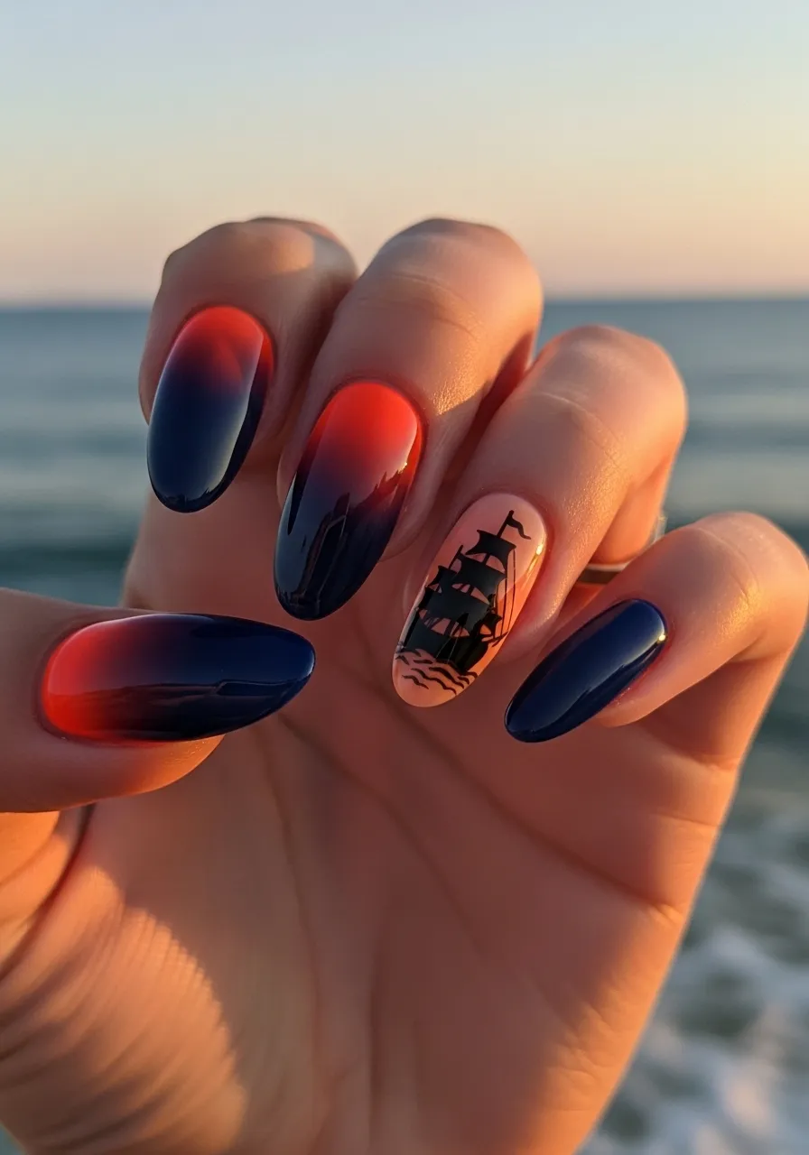 Ship Silhouette Nails