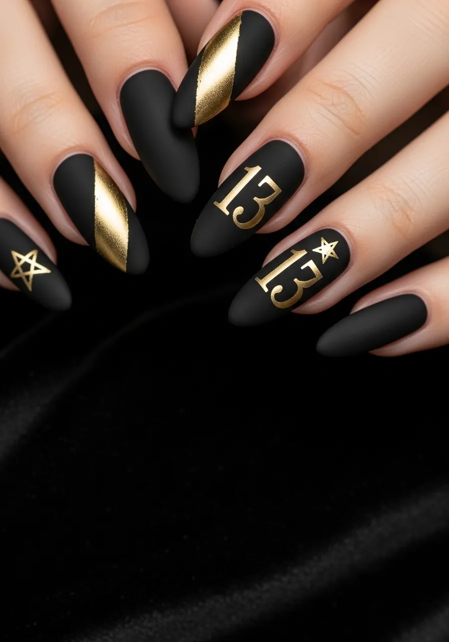 Matte Black with Gold 13 Stamping