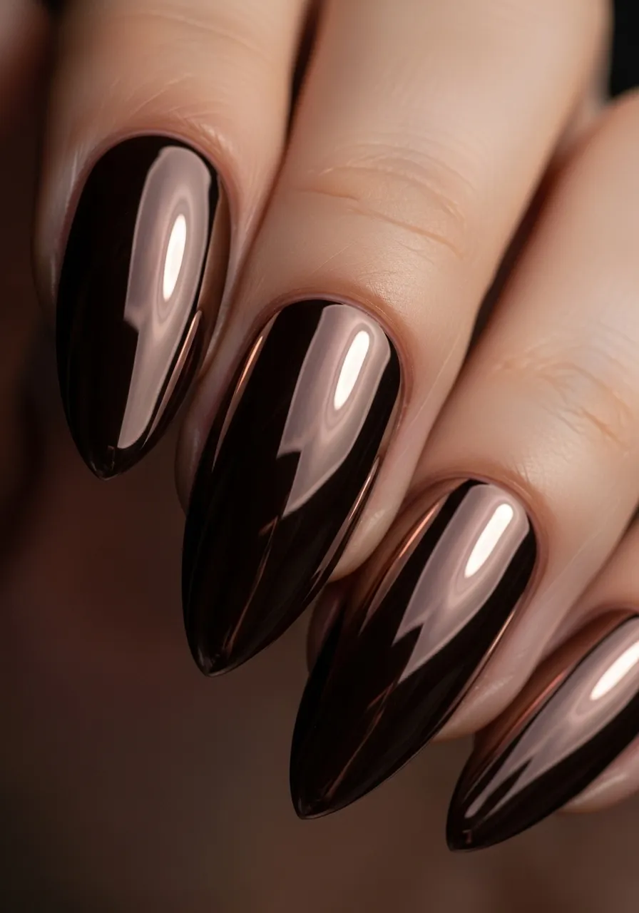 Chocolate Brown Chrome Nails