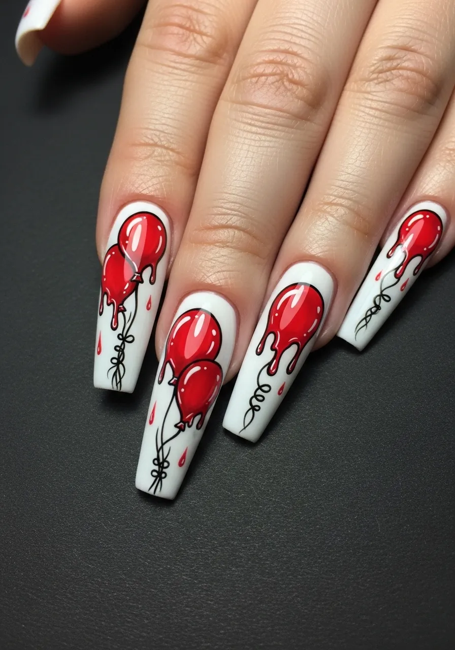 Horror Clown Dripping Red Balloons