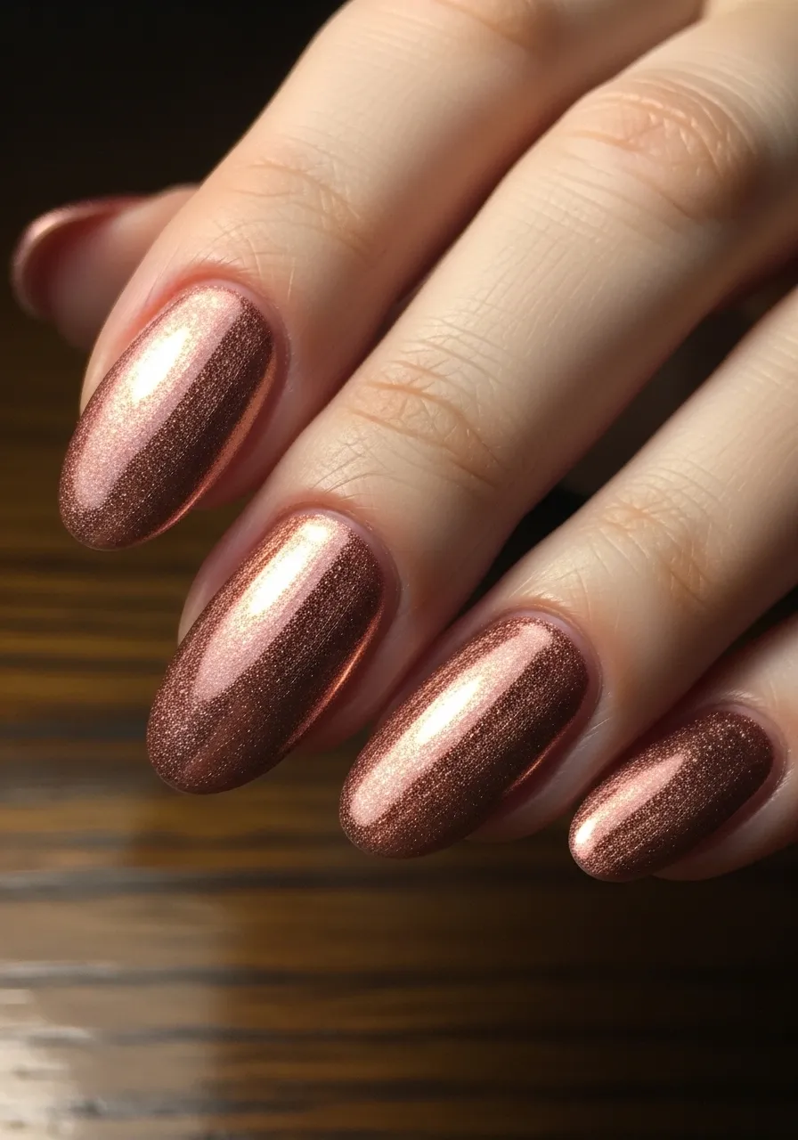 Rose Gold Shimmer Winter Nails