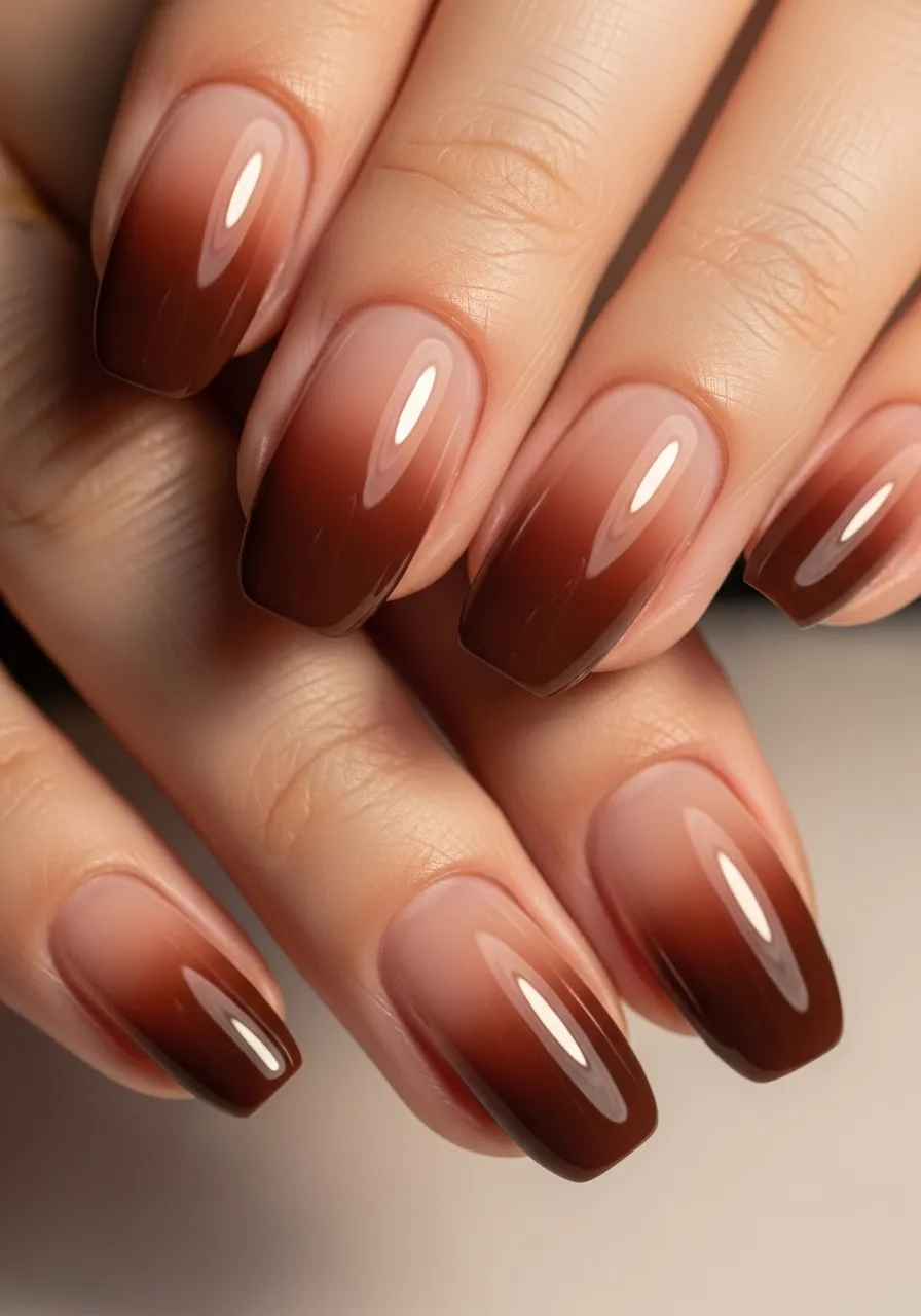 Soft Brown Gradient Nails