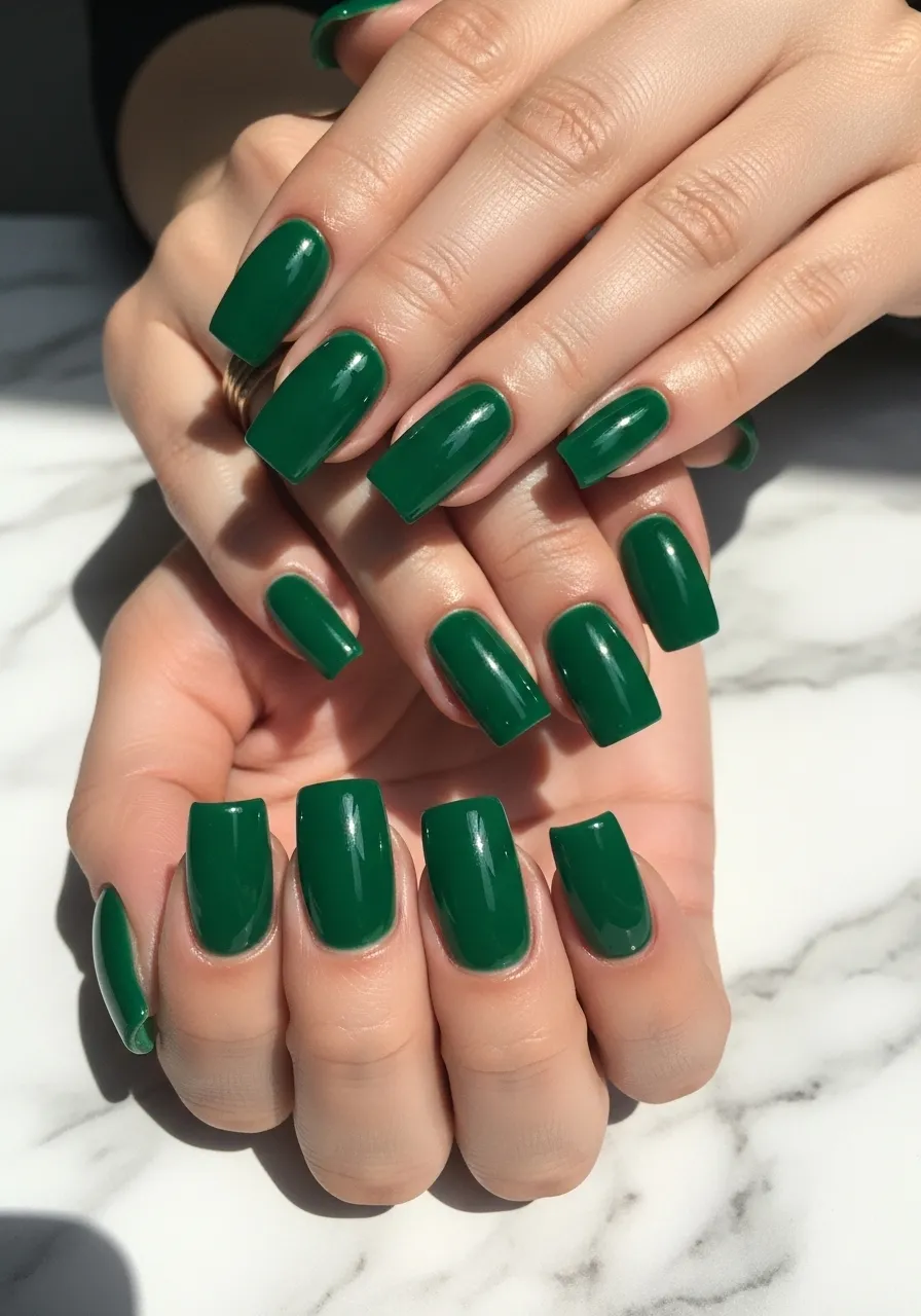 Emerald Green Holiday Nails