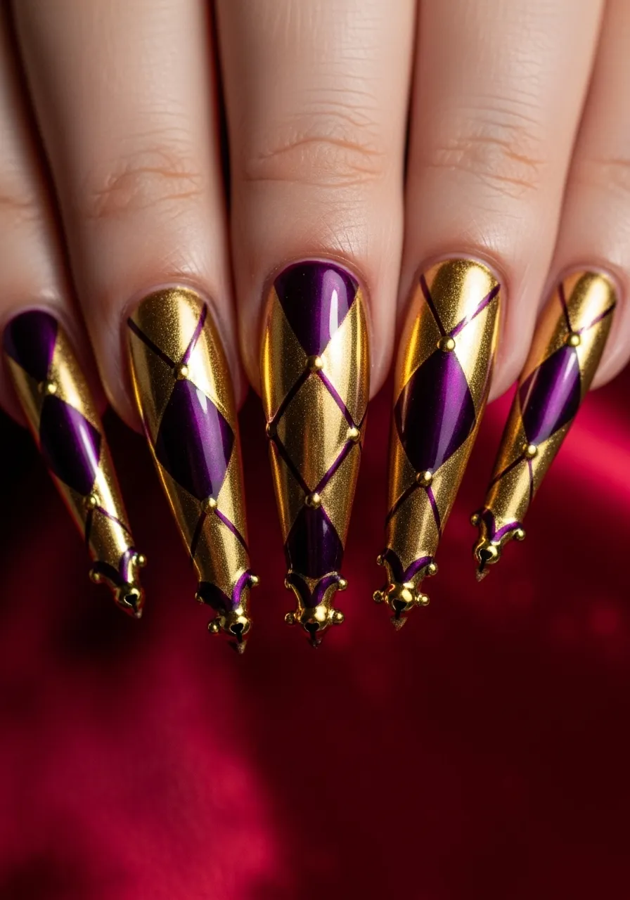 Jester Hat Geometric Nail Art
