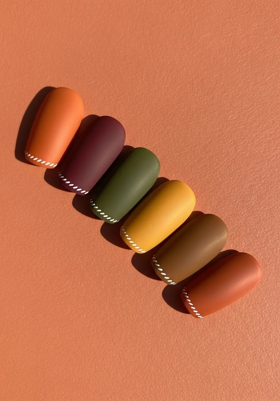 Fall Harvest Color Block Scarecrow Nails