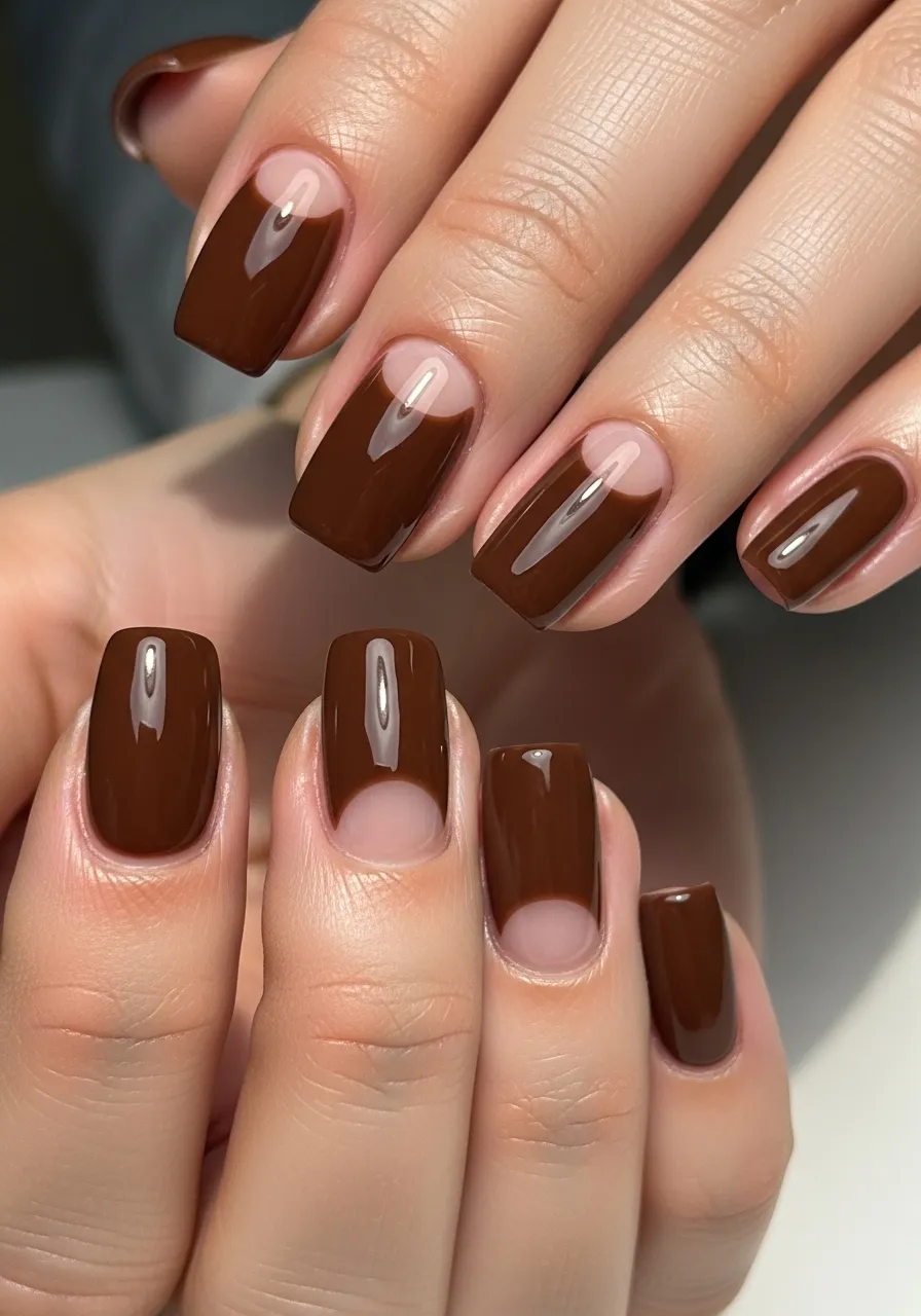 Chocolate Brown with Nude Half Moon Design