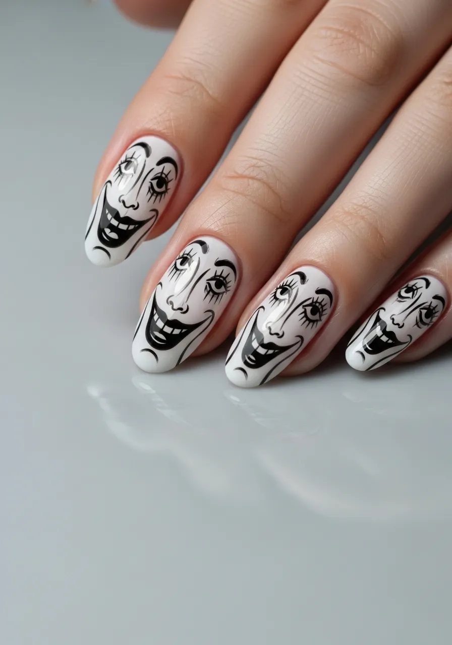 Funhouse Mirror Distorted Face Nails