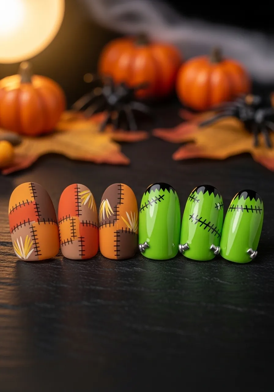 Frankenstein Green and Scarecrow Mixed Halloween Set