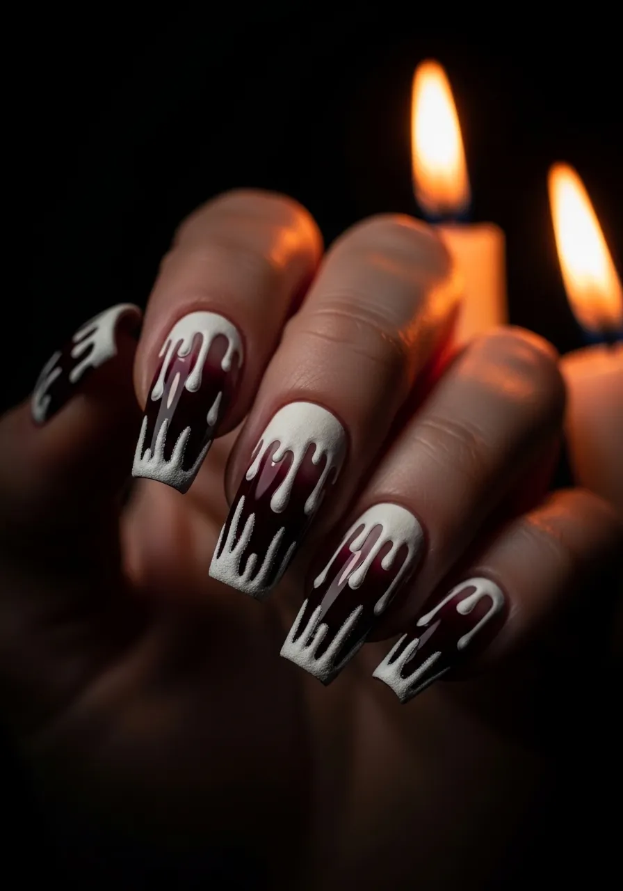 Dripping Candle Wax Effect Nails
