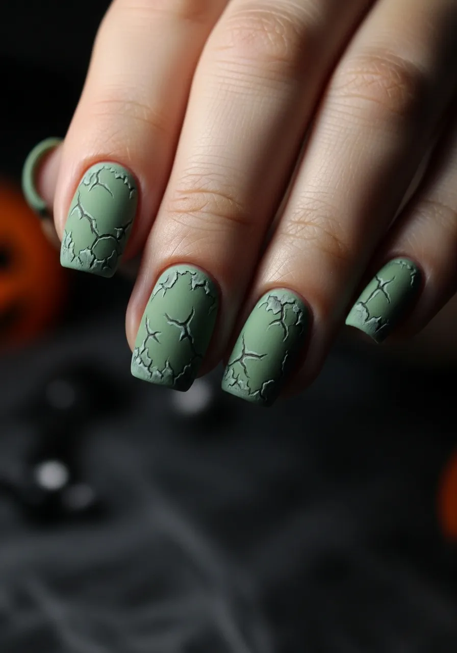 Classic Green Zombie Skin Nails