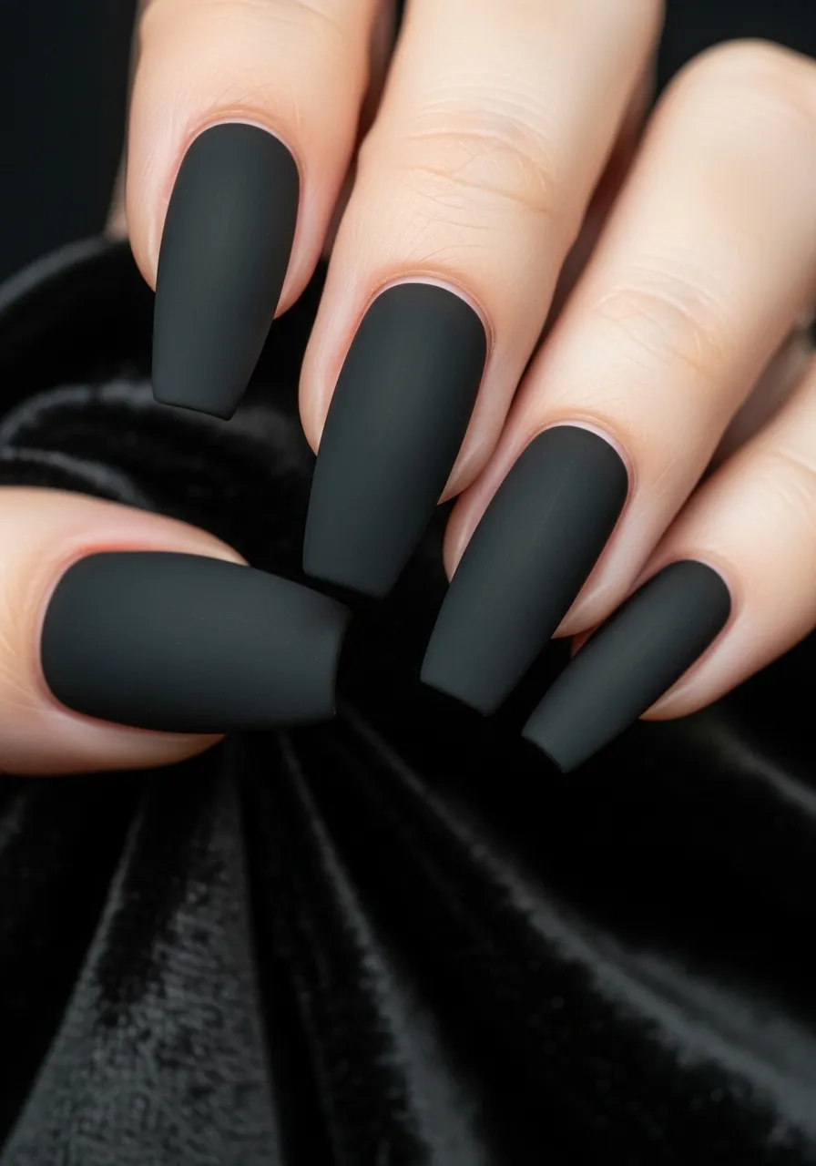 Classic Black Coffin Nails