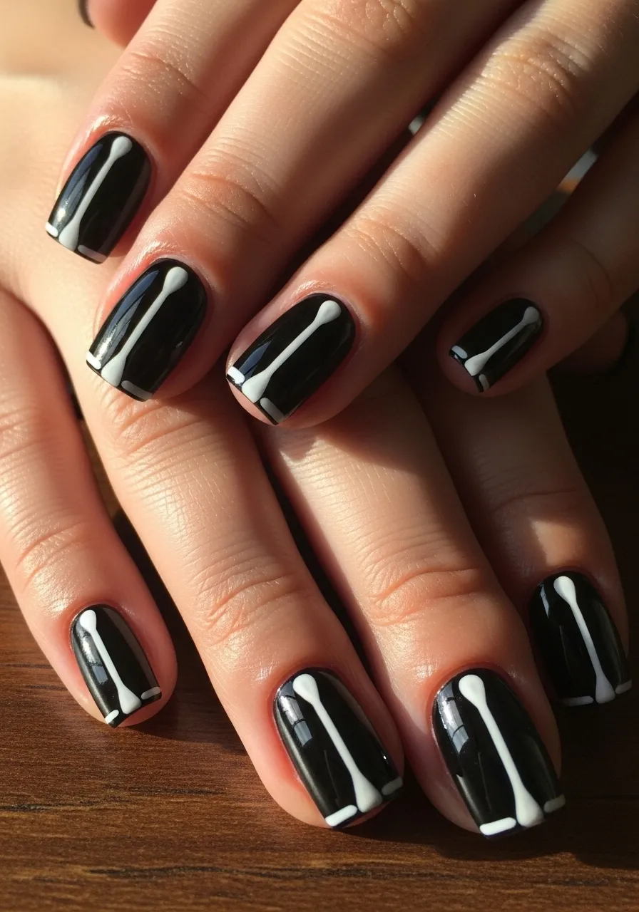 Classic White Bone Outlines on Black