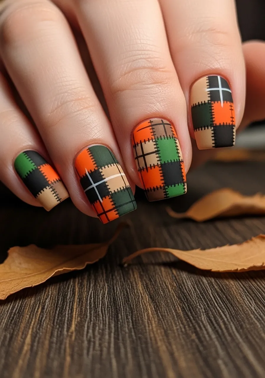 The Classic Patchwork Plaid Scarecrow Nails