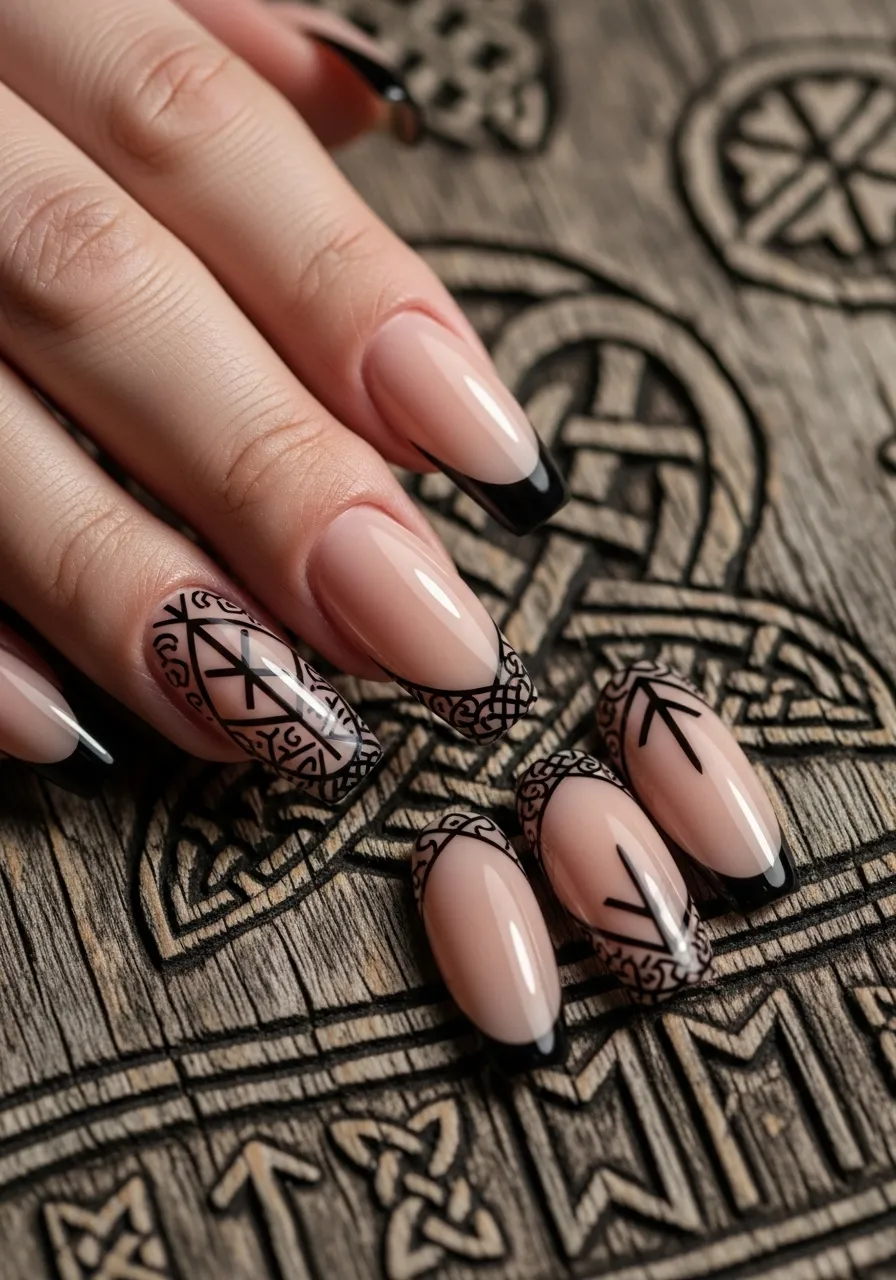 Rune French Tip Nails