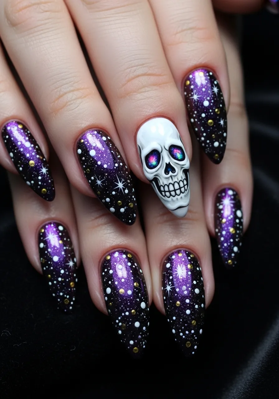 Galaxy Brain Skull Nails