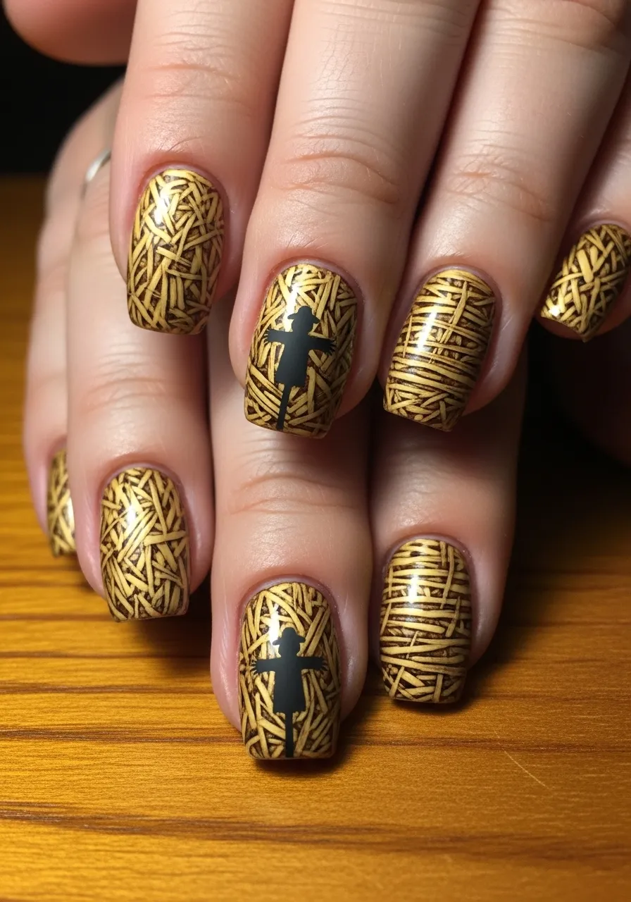 Scarecrow Nails With Hay Bale Background