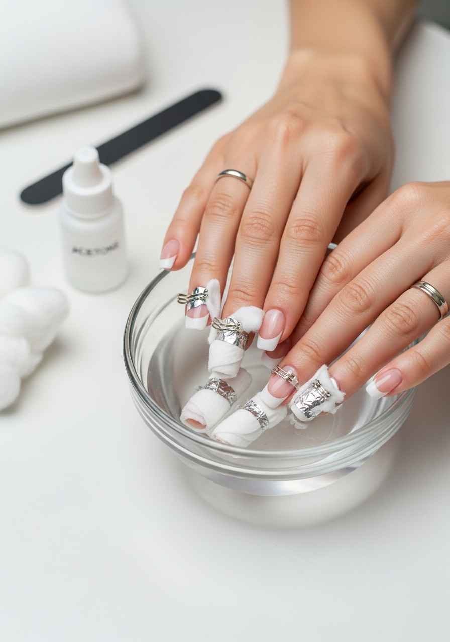 Soaking Acrylic Nail