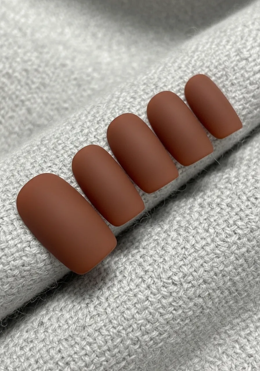 Matte Cocoa Brown Nails