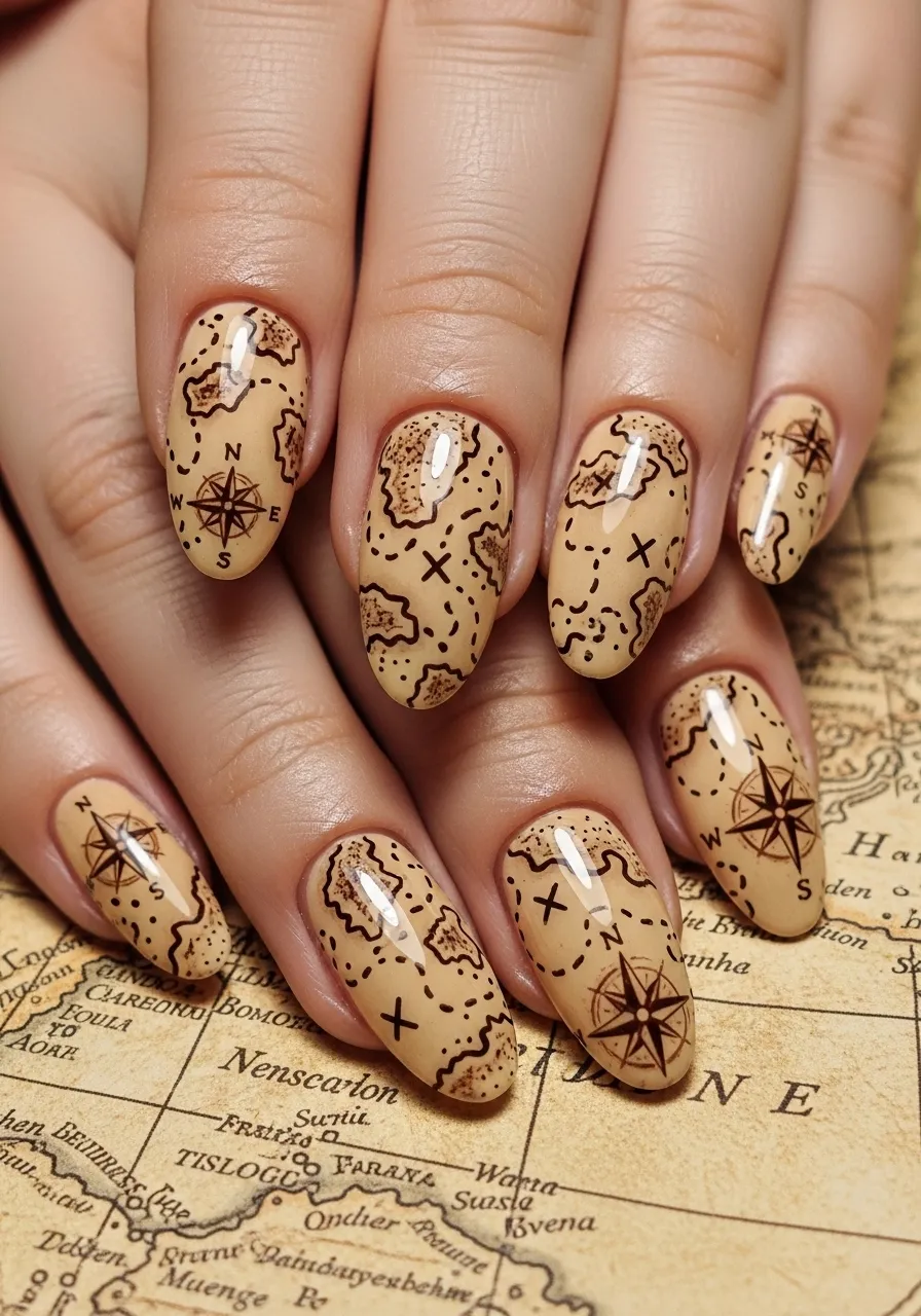 Treasure Map Nails