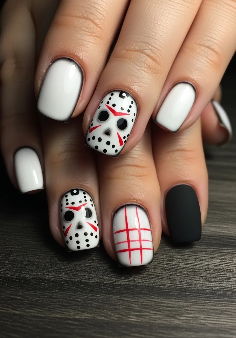 Jason Voorhees Hockey Mask Nails