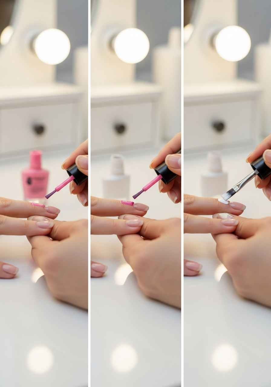 Application of Regular Polish with a Gel Top