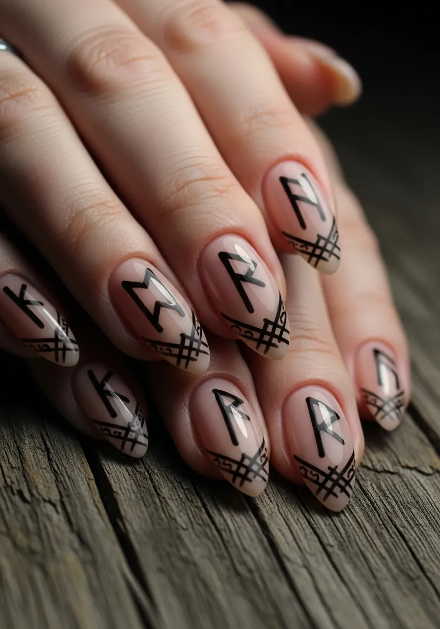 Rune Symbol Accent Nails