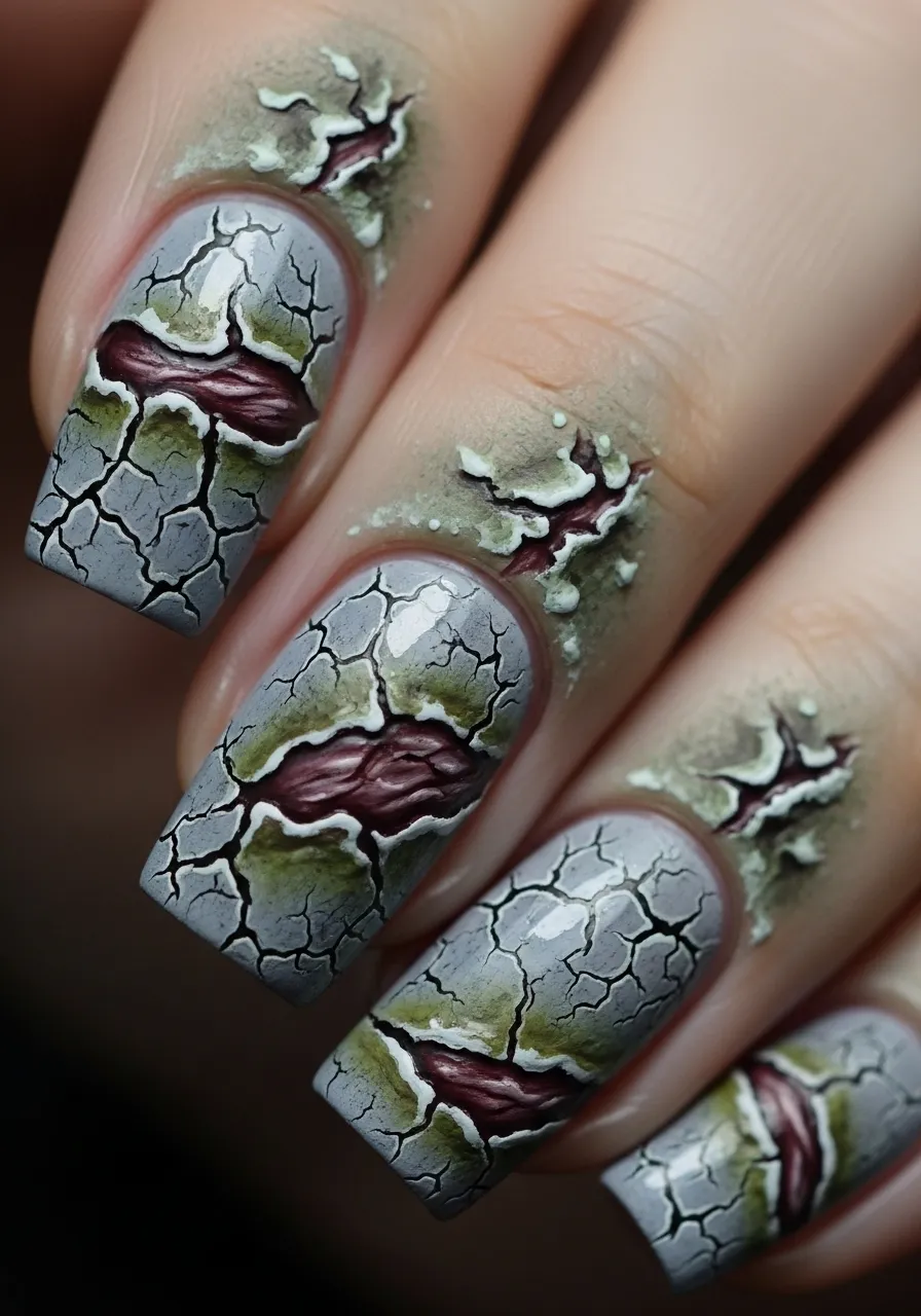 Broken Skin Texture Nails