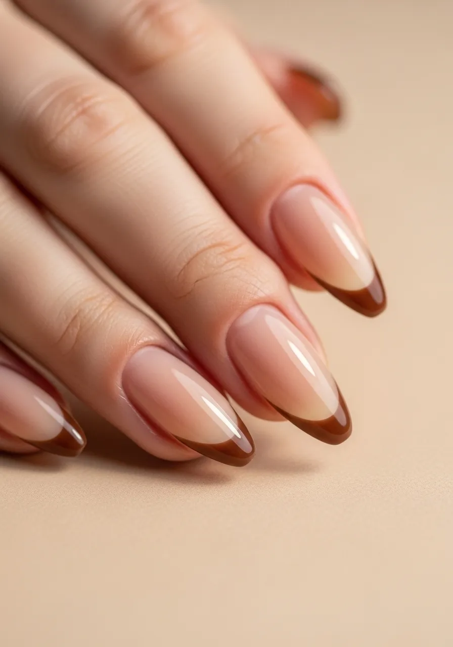 Chocolate Brown French Tips