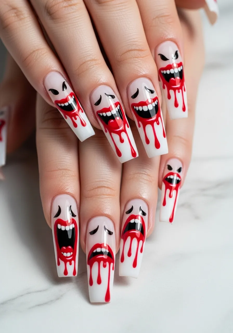 Dripping Smile Mouth Nails