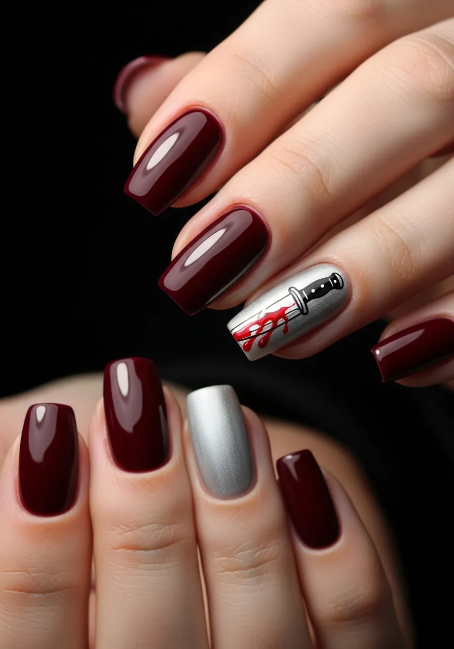 Bloody Knife Accent Nail