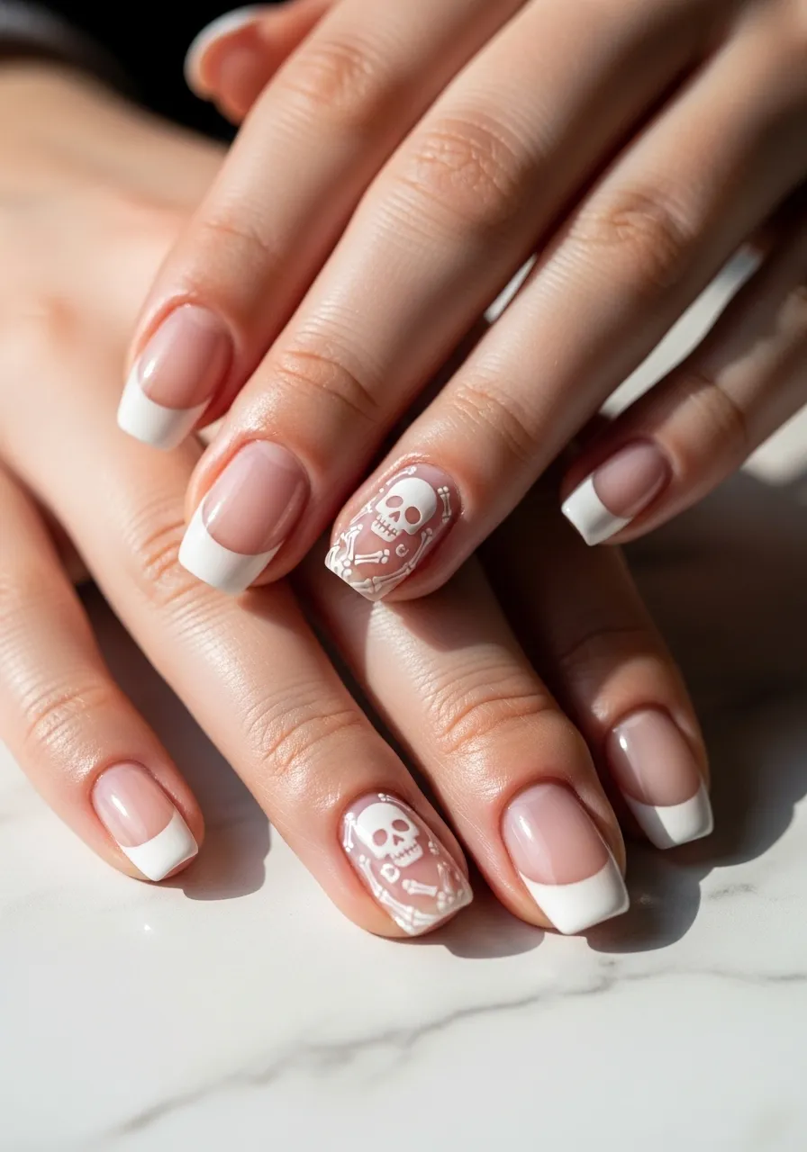French Tip Skeleton Nails