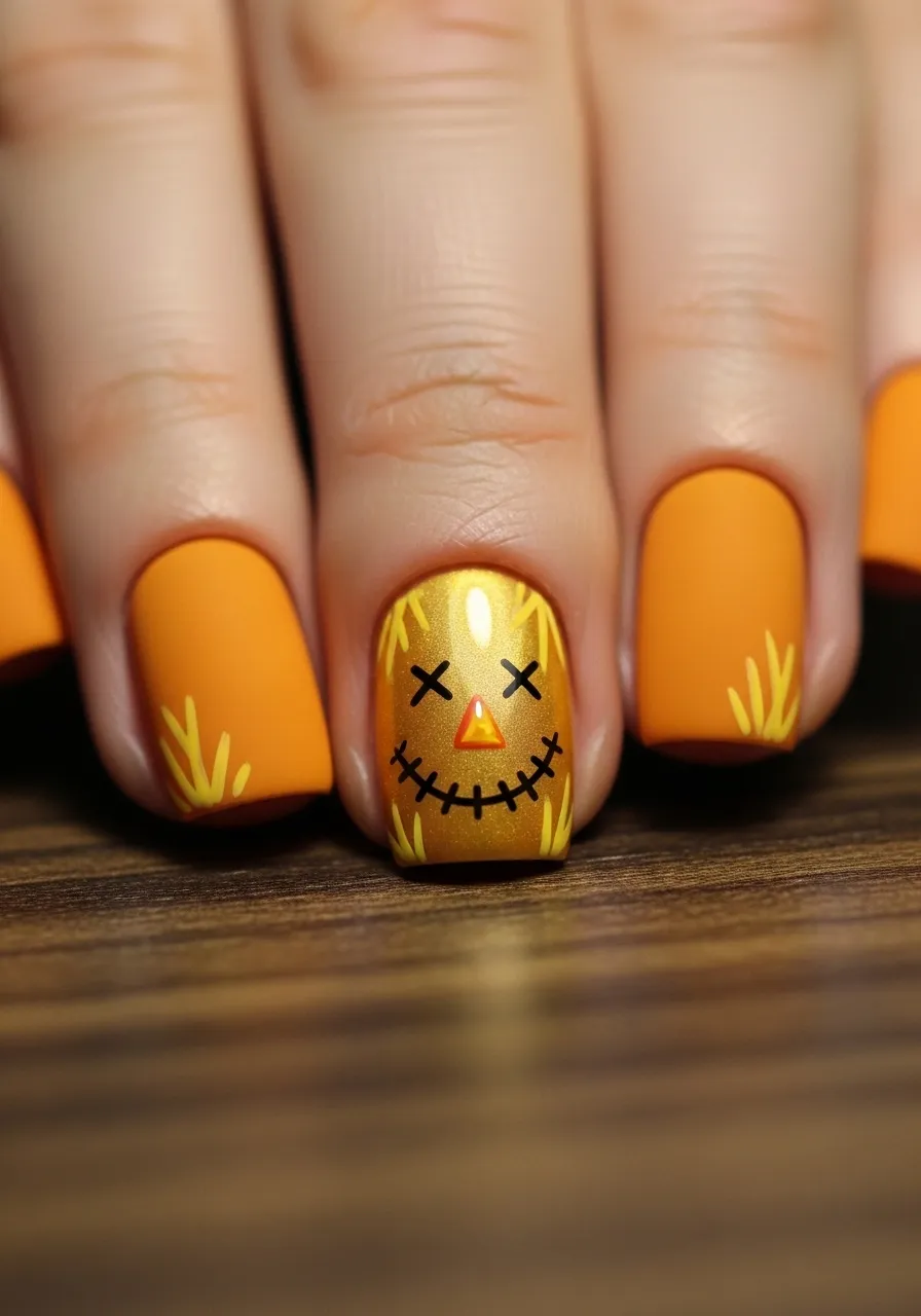 Mini Scarecrow Face Accent Nail