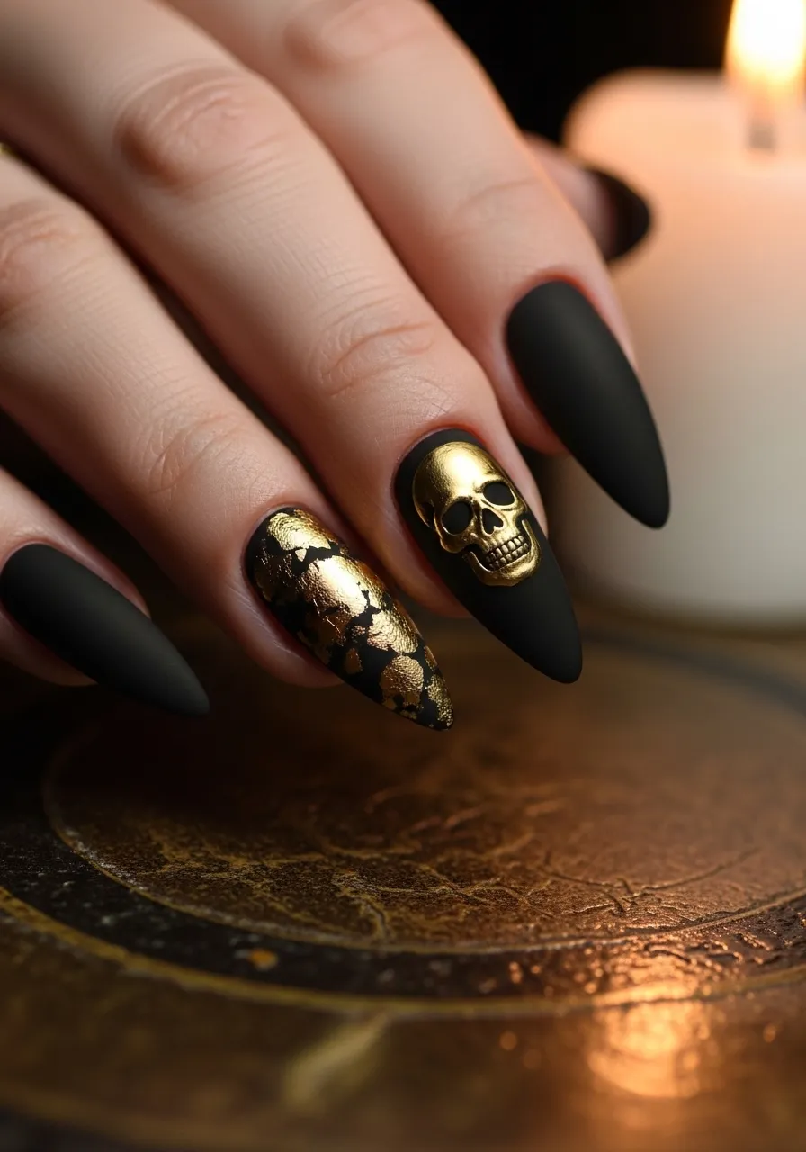 Matte Black With Gold Skull Accents