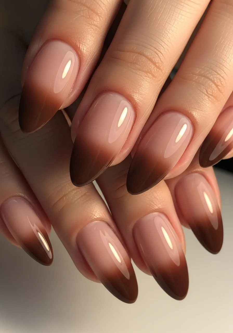 Milky Brown Ombre Nails