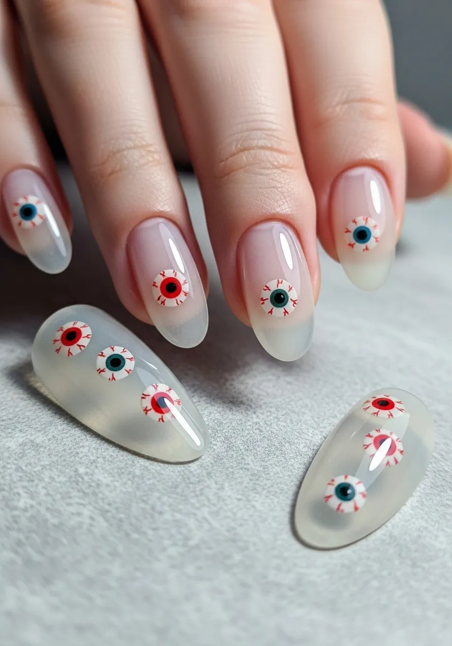 Translucent Jelly Nails With Floating Eyeballs
