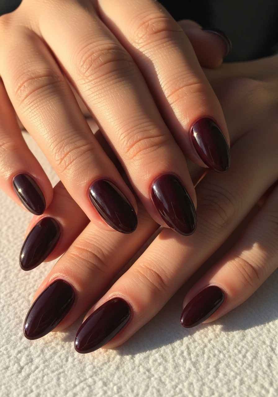 Wine Jelly Almond Nails