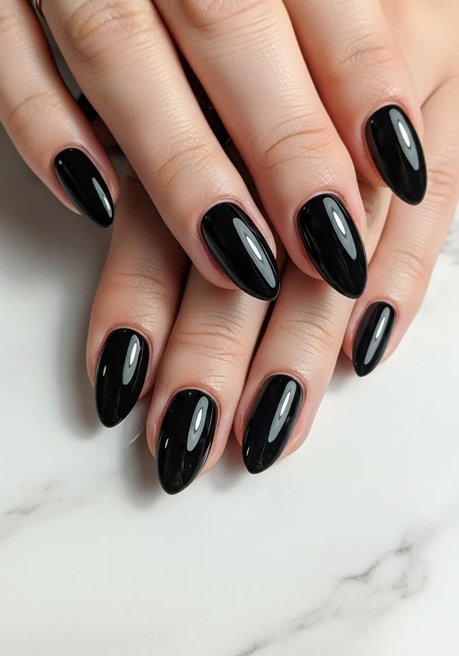 Midnight Black Winter Nails