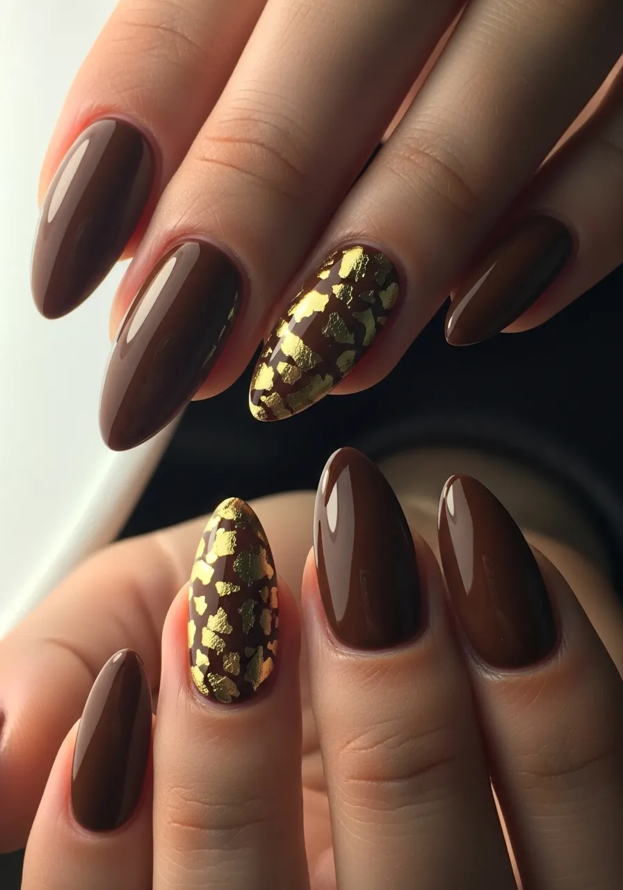 Chocolate Brown Gloss with Gold Foil