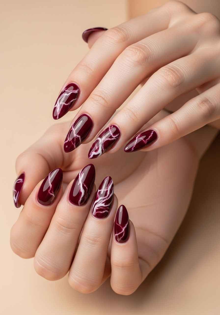 Marble Effect in Wine Tones