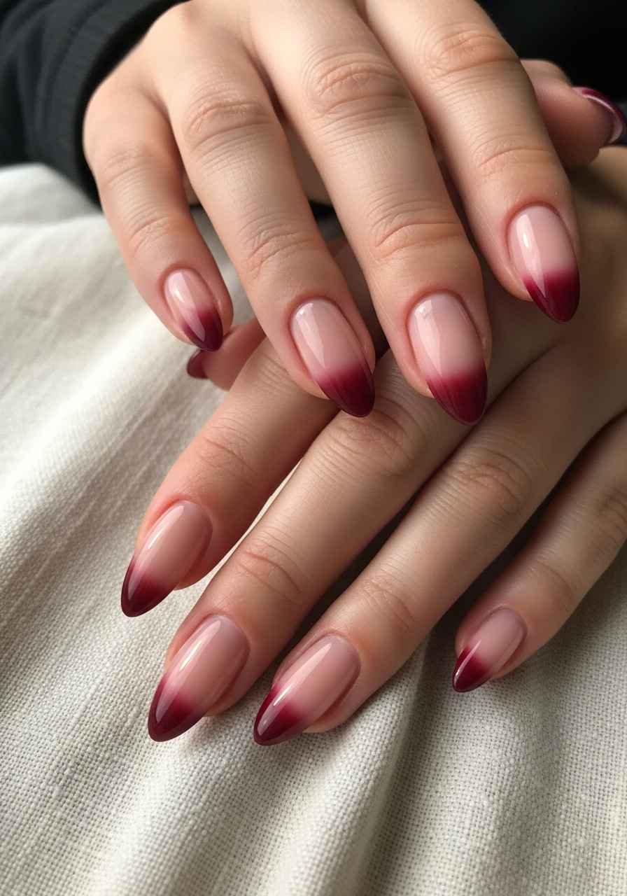 Nude Gradient Almond Nails