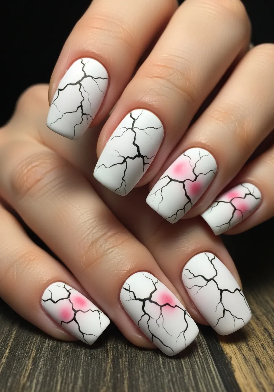 Cracked Porcelain Clown Doll Nails