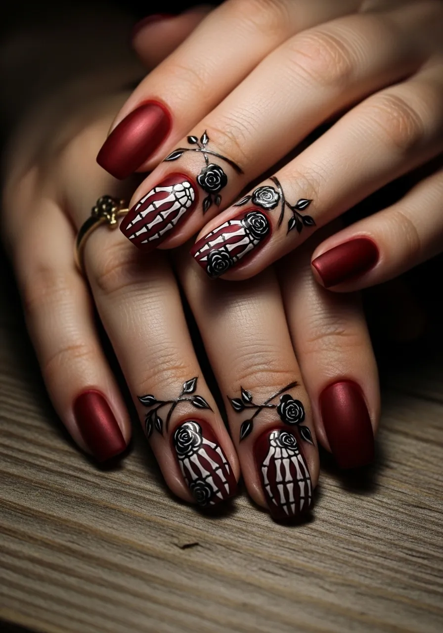 Red and Black Skeleton Roses