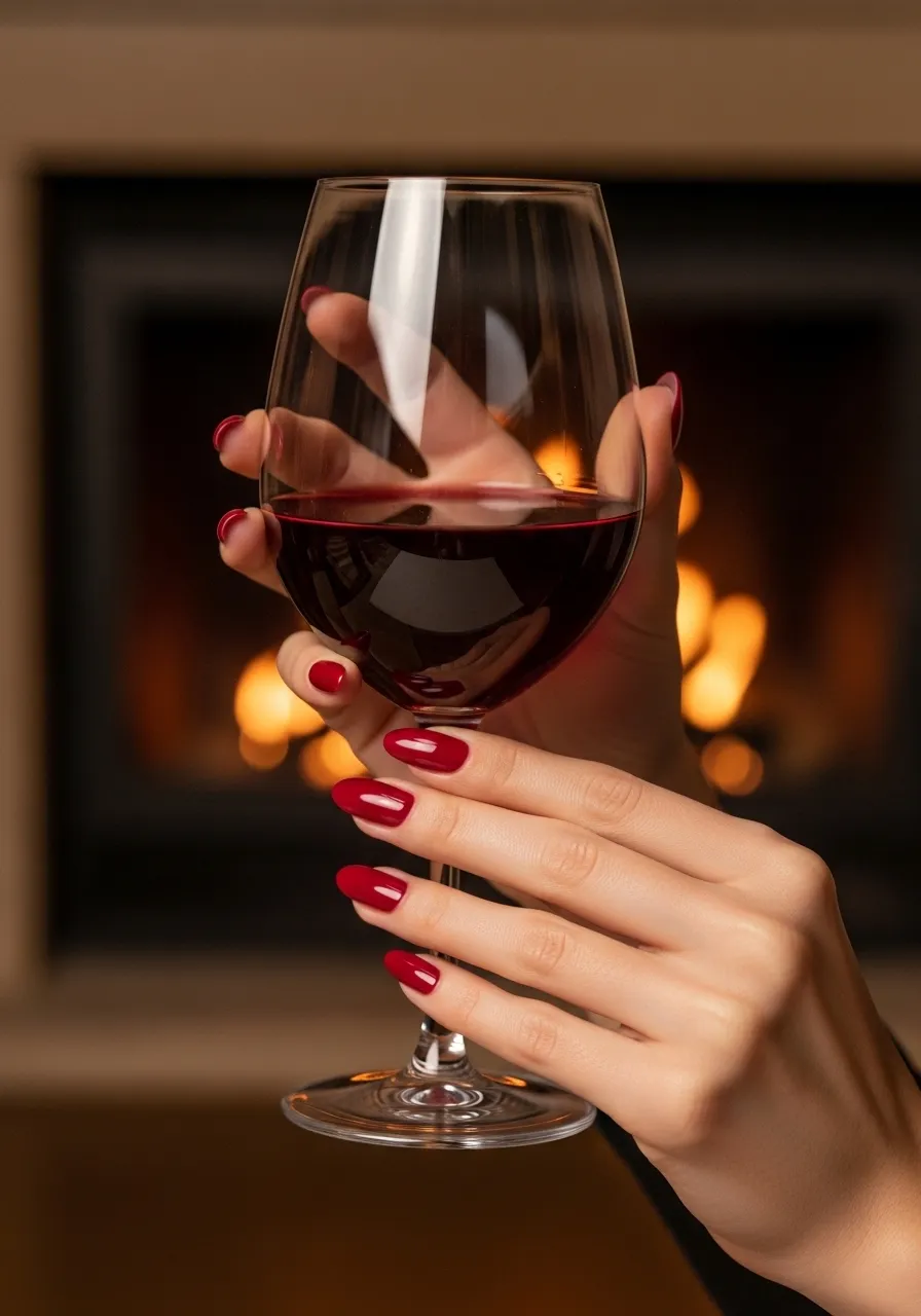 Cranberry Red Winter Nails