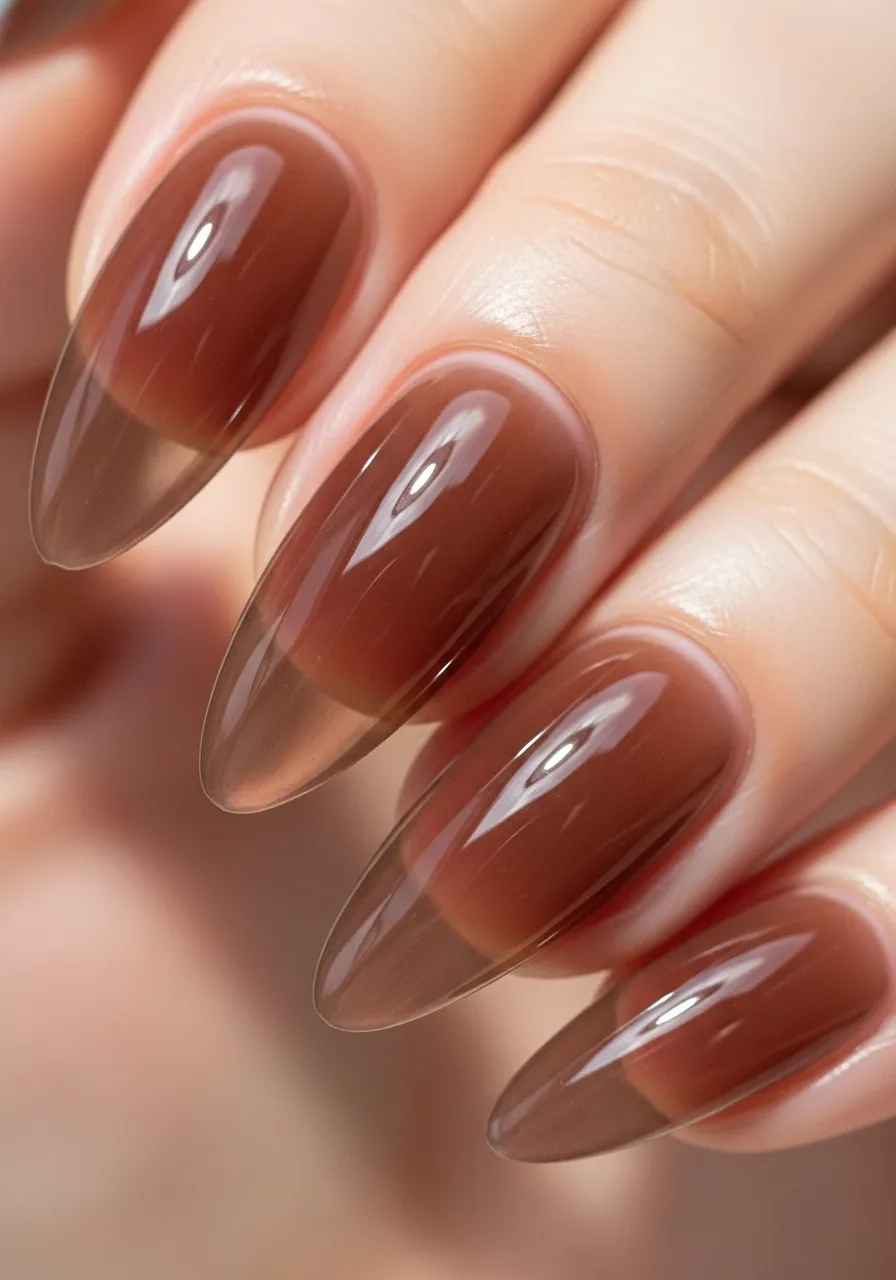 Chocolate Brown Jelly Nails