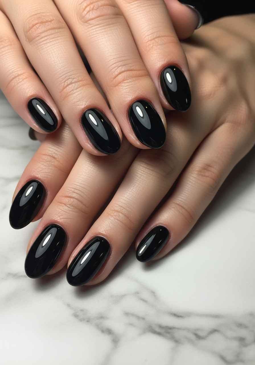 Classic Glossy Black Nails