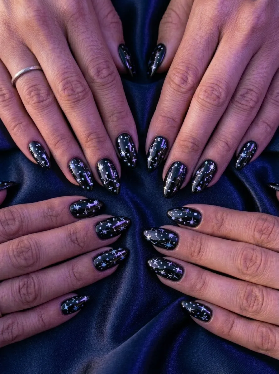Galaxy Black with Iridescent Stars