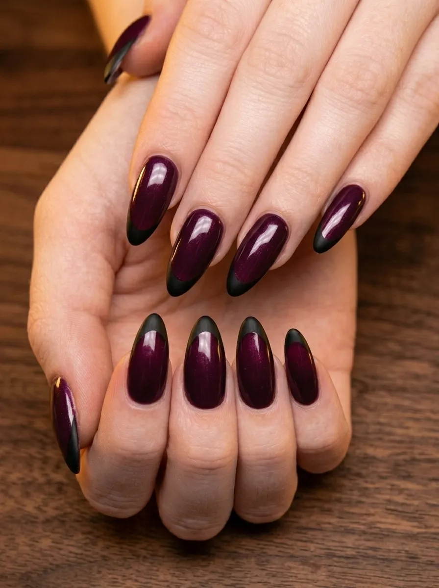 Deep Plum with Black Tips French