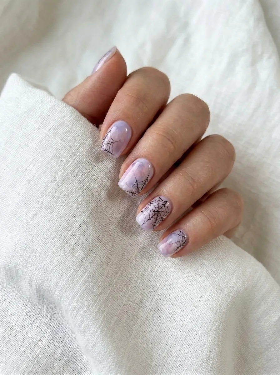 Watercolor Spider Web Nails