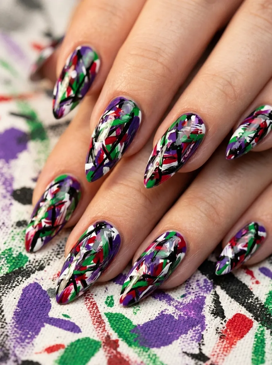 Full Abstract Chaos Nail Art