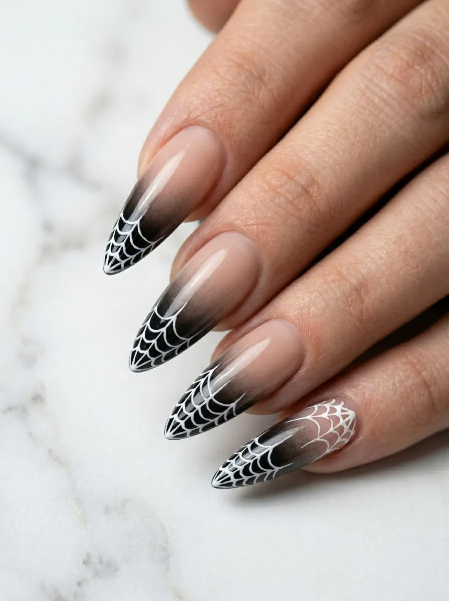 French Ombre Spider Nails